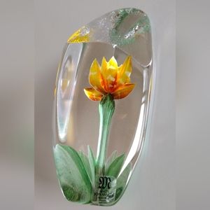 Jonasson Maleras Sweden Full Lead Tulip Crystal Sculpture